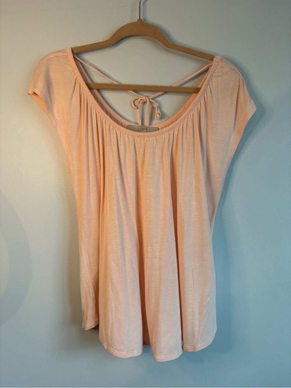 LOFT Pink Tie-Back Cap Sleeve Top
